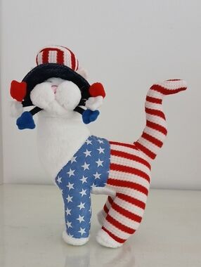 WhimsiClay Patriotic YANKEE DOODLE KITTY 2001 Amy Lacombe Plush Stuffed Animal